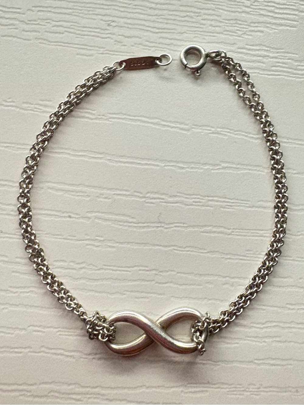 Tiffany & Co. 925 Silver Infinity Double-Chain Bracelet